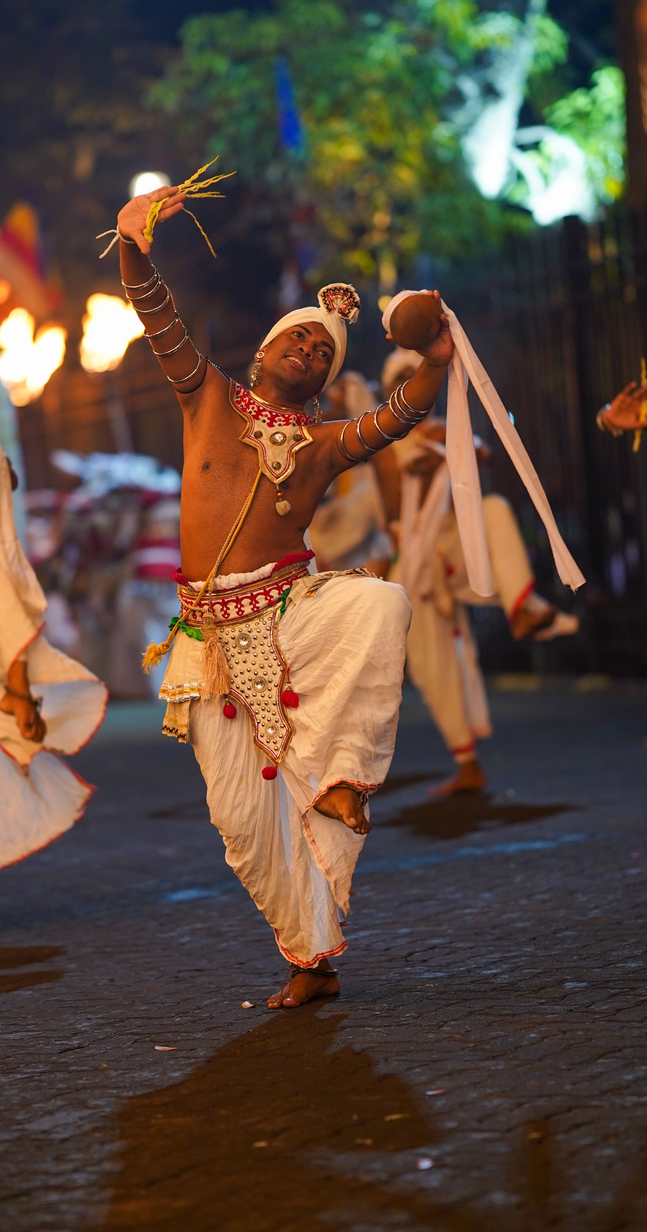 Kandyan dancer performing in a Sri Lankan cultural procession