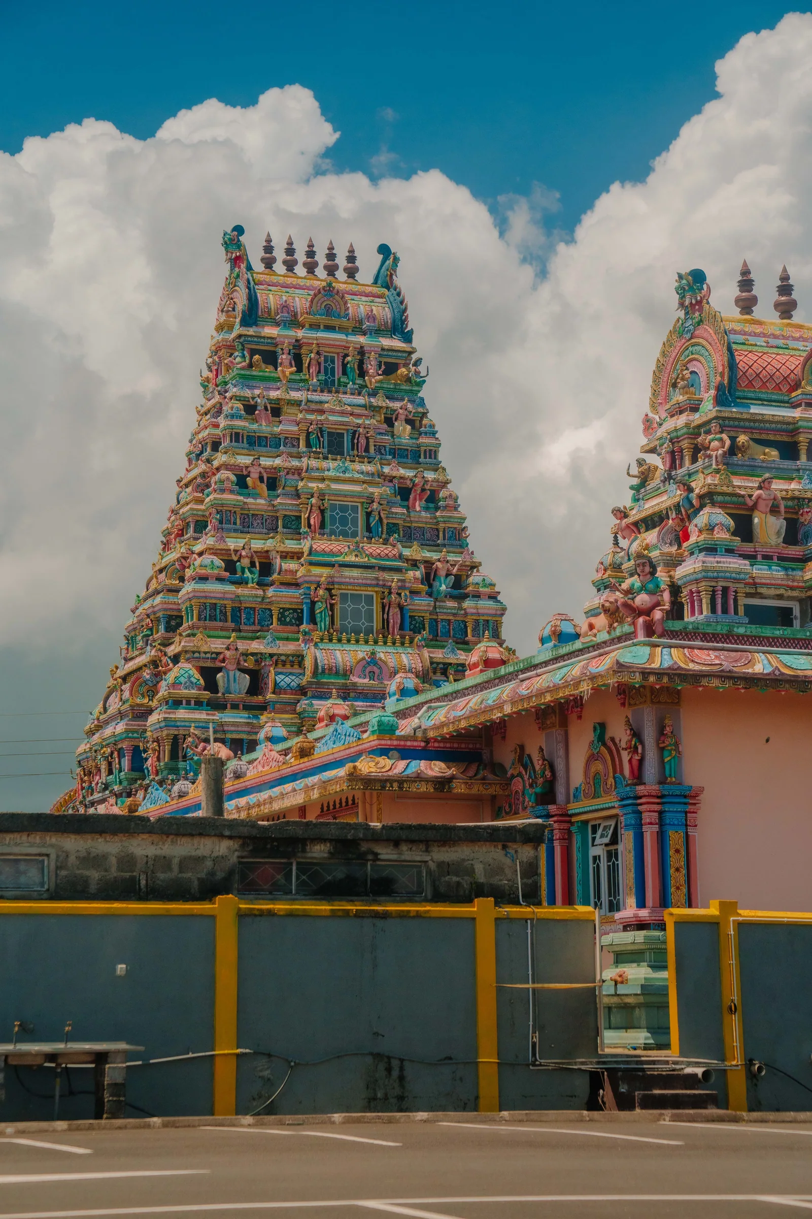 Colourful Hindu temple towers in Sri Lanka