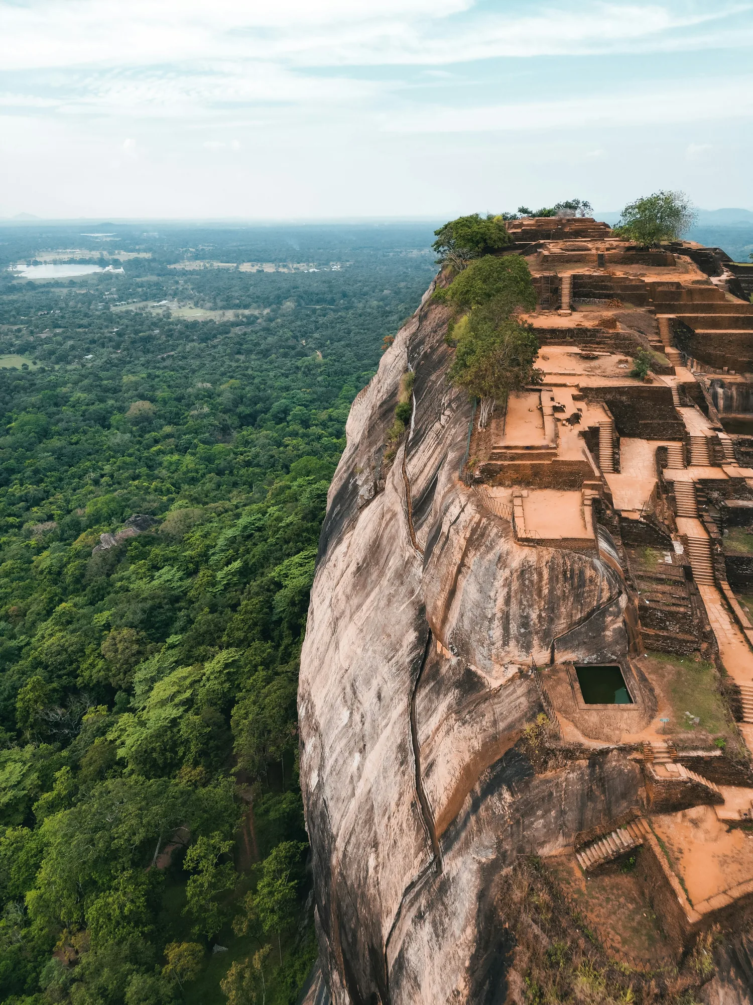 Aerial view of Sigiriya and the surrounding forest